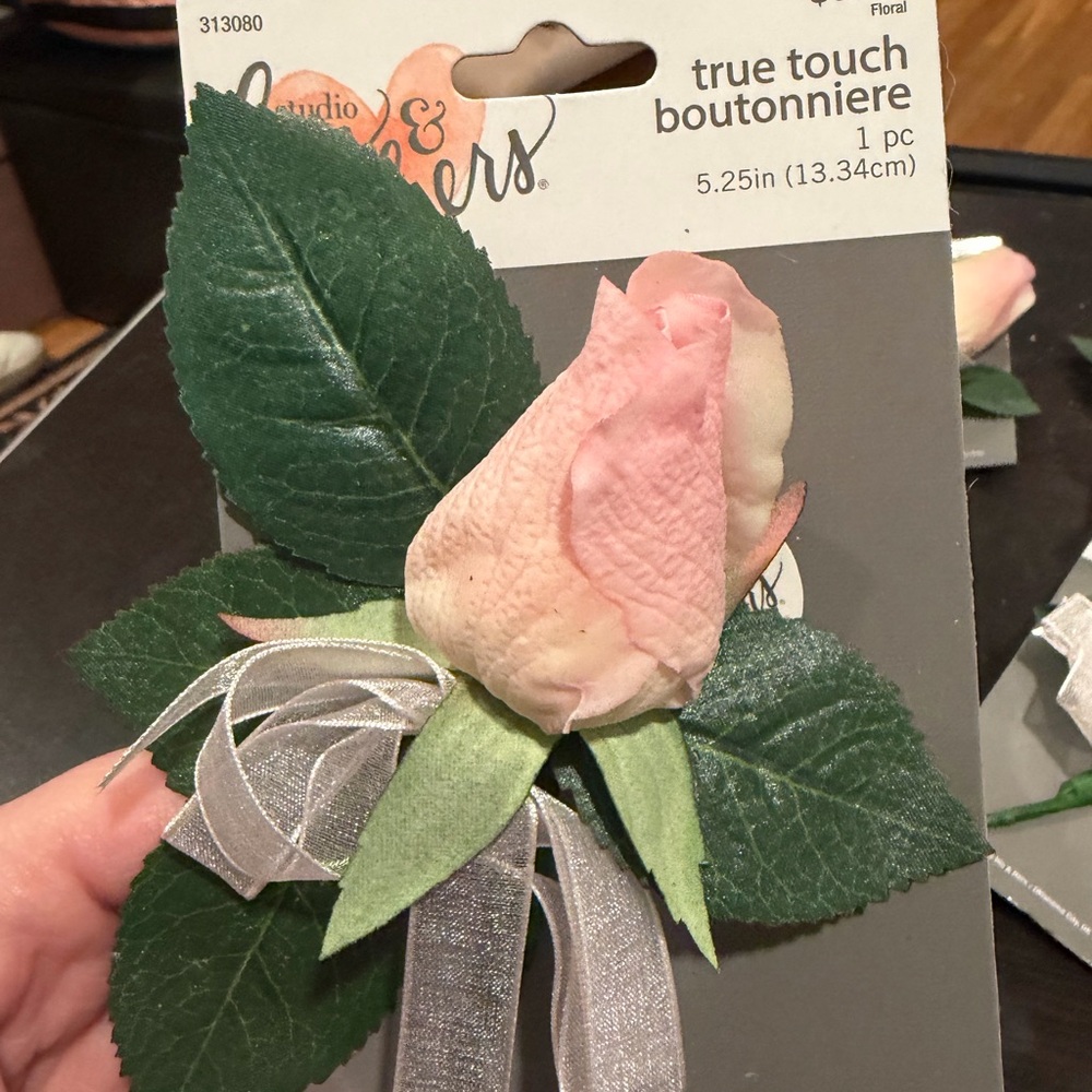 Studio G & Flowers Pink True Touch Rose Boutonniere